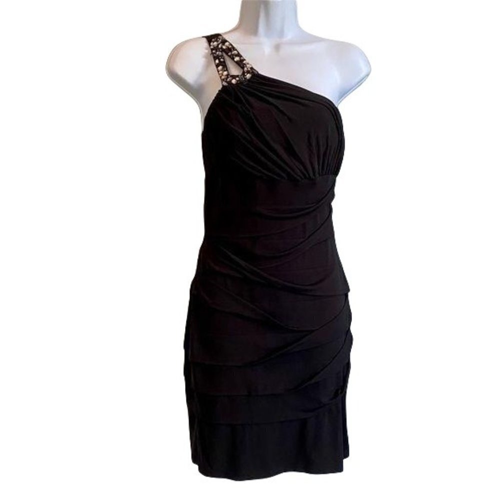 City Triangle Black One Shoulder Party Dress Juniors Size Medium